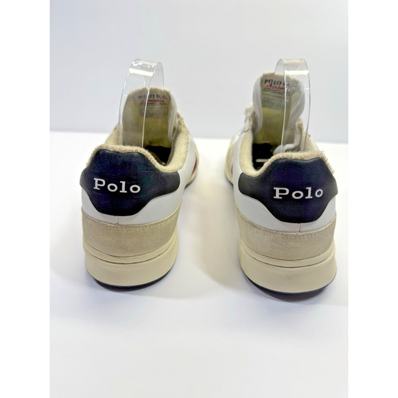 Polo Ralph Lauren White Court Suede & Leather Sneakers Shoes Men's Sz 8.5D - Picture 5 of 8